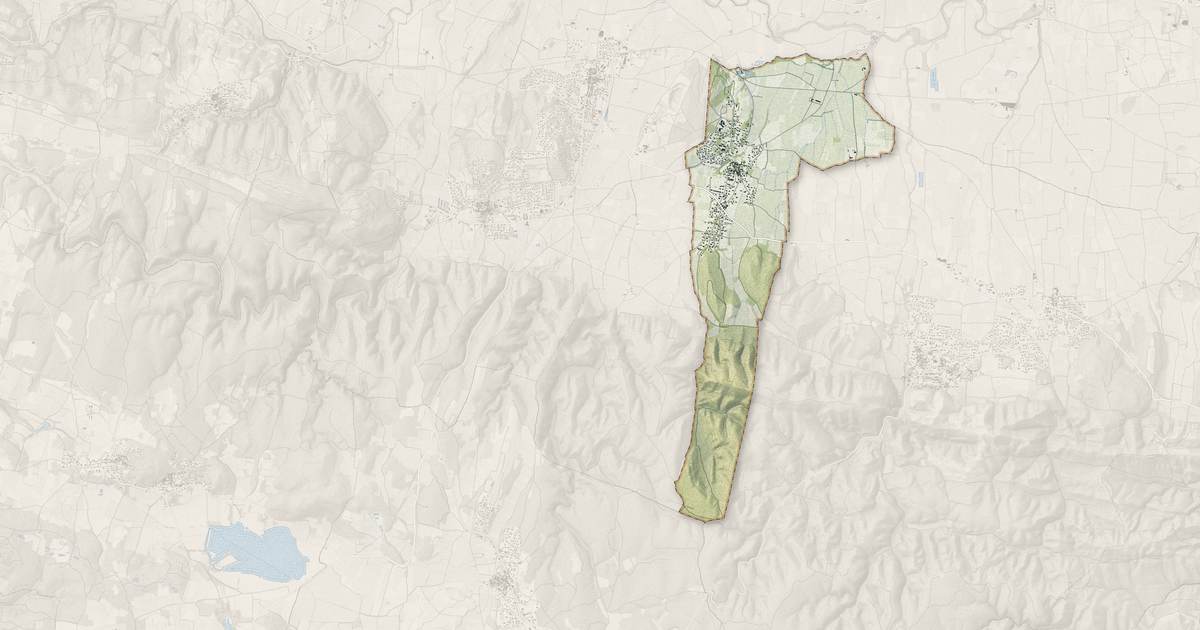 Portrait cartographique de Saint-Paul-les-Fonts : relief, eau, forêts, bâti et voies, calculés à partir des données de l'IGN