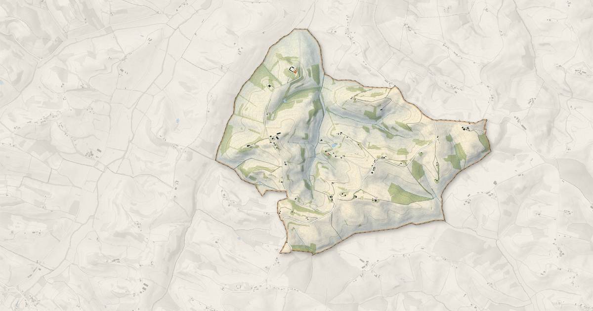 Portrait cartographique de Ambax : relief, eau, forêts, bâti et voies, calculés à partir des données de l'IGN