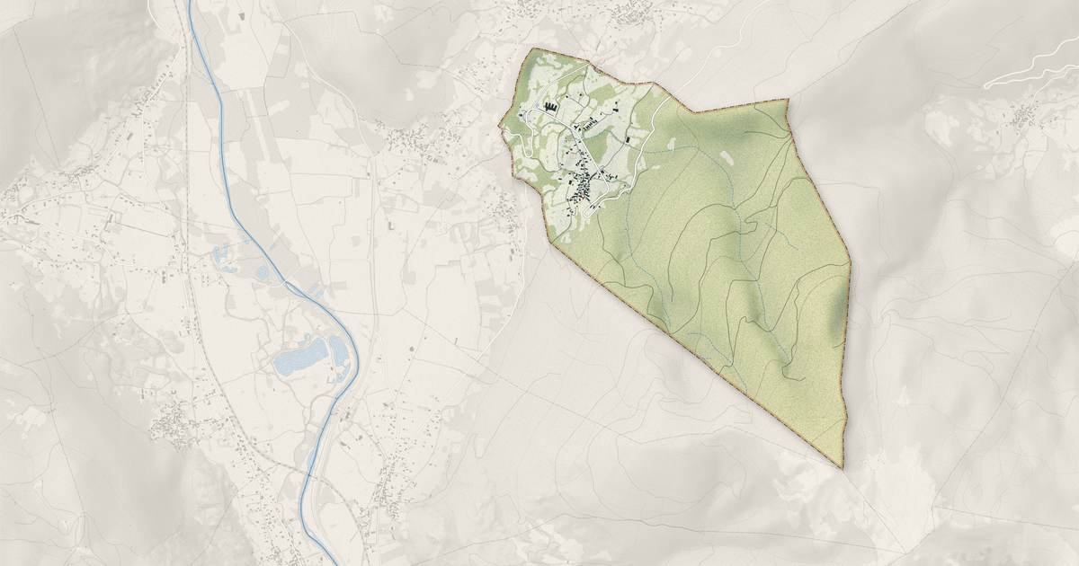 Portrait cartographique de Antichan-de-Frontignes : relief, eau, forêts, bâti et voies, calculés à partir des données de l'IGN