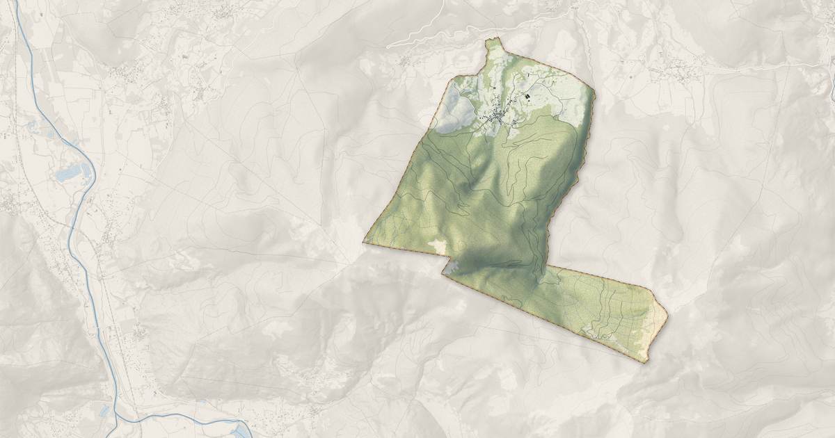 Portrait cartographique de Arguenos : relief, eau, forêts, bâti et voies, calculés à partir des données de l'IGN