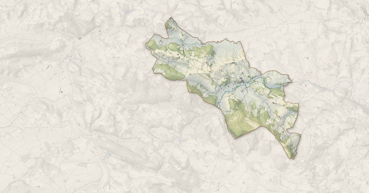 Portrait cartographique de Aulon : relief, eau, forêts, bâti et voies, calculés à partir des données de l'IGN