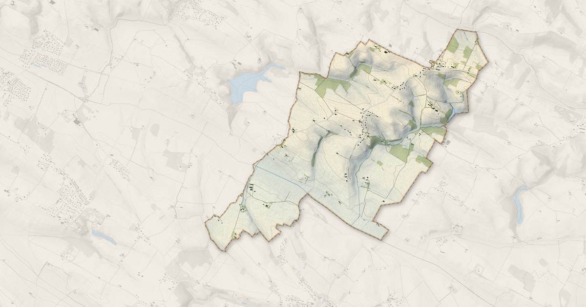 Portrait cartographique de Aurin : relief, eau, forêts, bâti et voies, calculés à partir des données de l'IGN