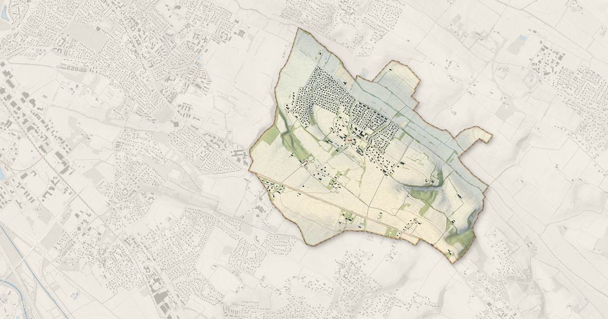 Portrait cartographique de Auzielle : relief, eau, forêts, bâti et voies, calculés à partir des données de l'IGN