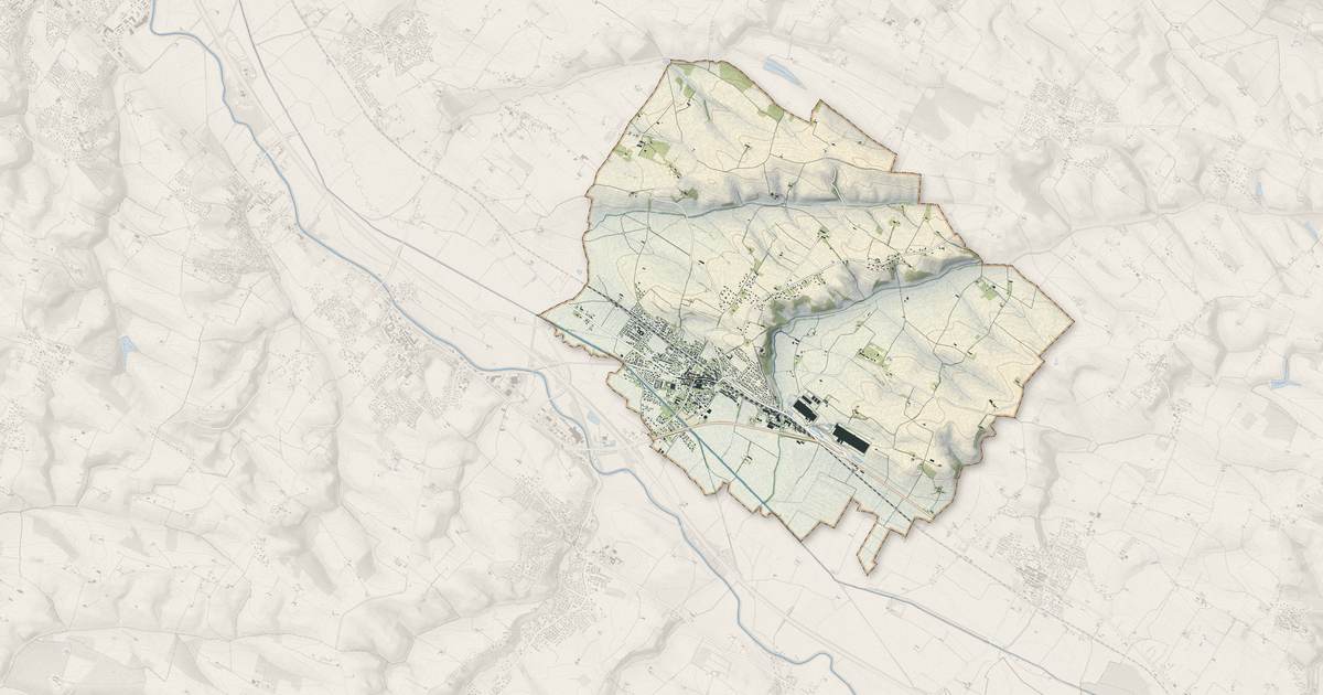 Portrait cartographique de Baziège : relief, eau, forêts, bâti et voies, calculés à partir des données de l'IGN