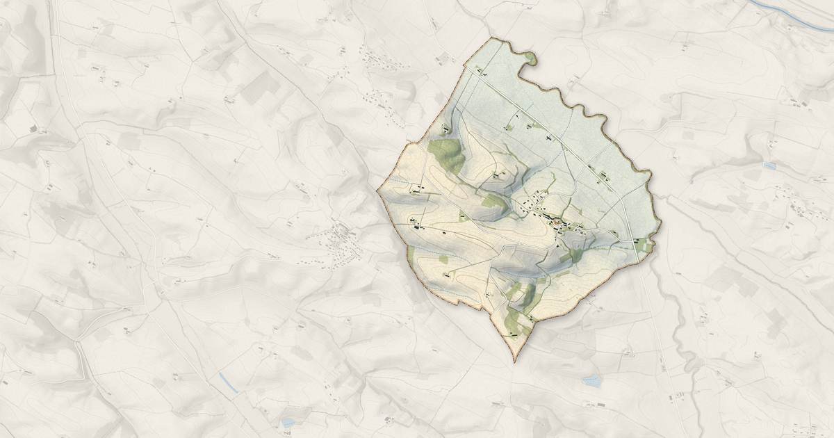 Portrait cartographique de Beauteville : relief, eau, forêts, bâti et voies, calculés à partir des données de l'IGN