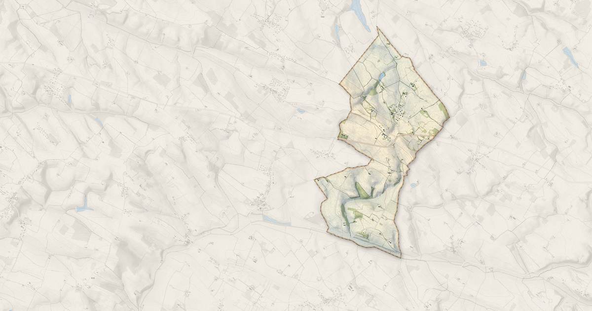 Portrait cartographique de Beauville : relief, eau, forêts, bâti et voies, calculés à partir des données de l'IGN