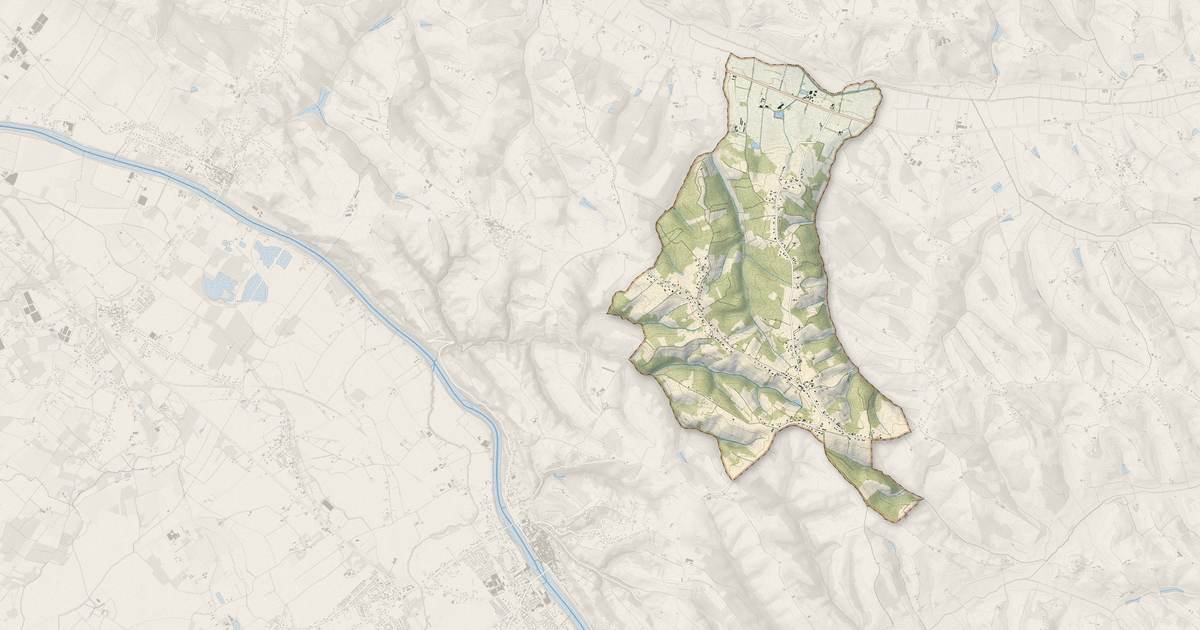 Portrait cartographique de Le Born : relief, eau, forêts, bâti et voies, calculés à partir des données de l'IGN