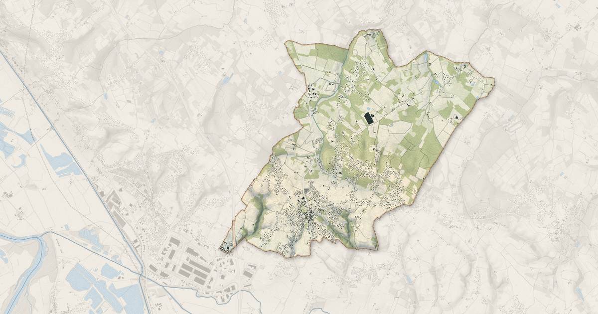 Portrait cartographique de Bouloc : relief, eau, forêts, bâti et voies, calculés à partir des données de l'IGN