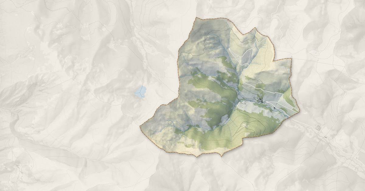 Portrait cartographique de Bourg-d'Oueil : relief, eau, forêts, bâti et voies, calculés à partir des données de l'IGN