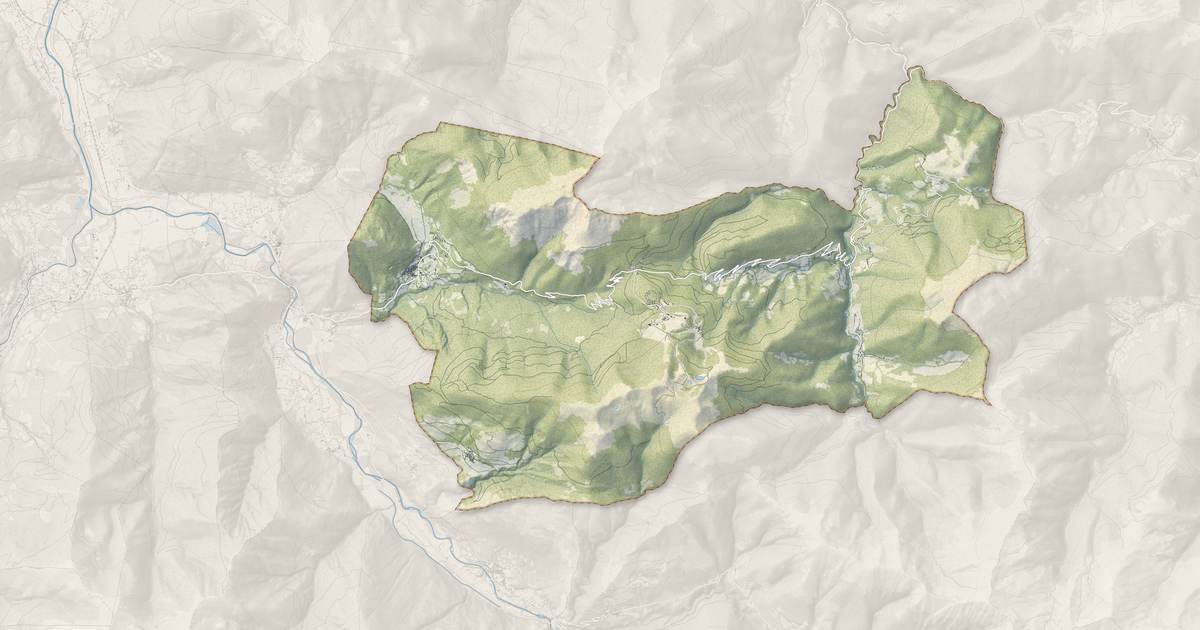 Portrait cartographique de Boutx : relief, eau, forêts, bâti et voies, calculés à partir des données de l'IGN