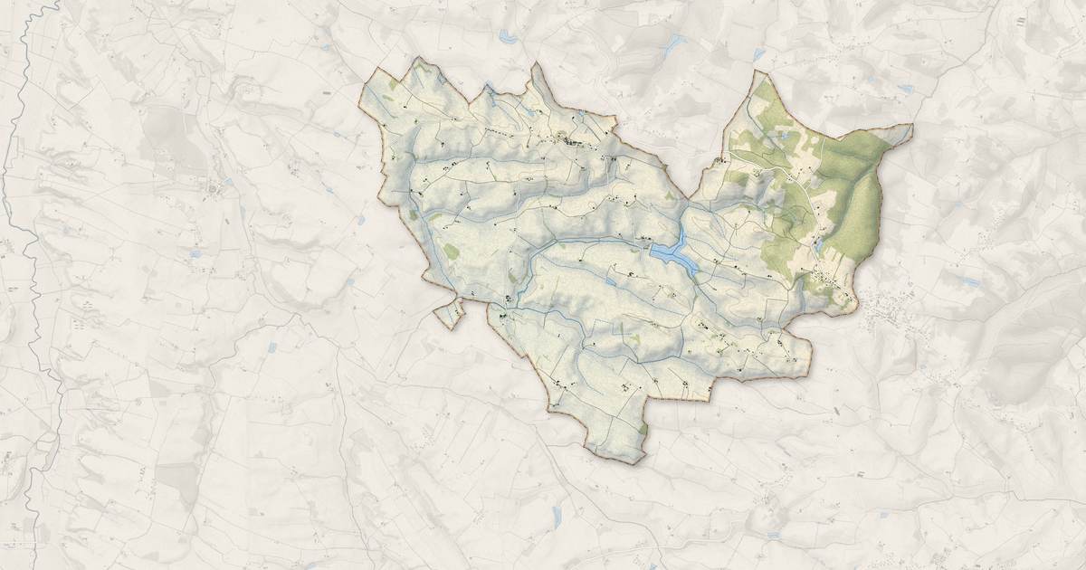 Portrait cartographique de Brignemont : relief, eau, forêts, bâti et voies, calculés à partir des données de l'IGN