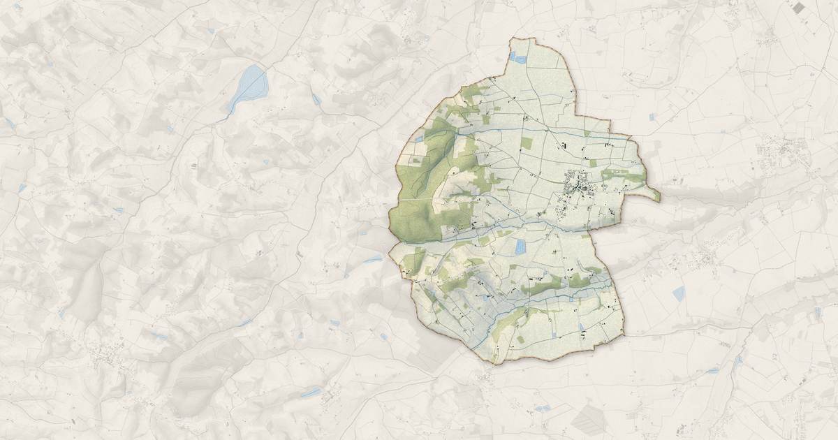 Portrait cartographique de Le Burgaud : relief, eau, forêts, bâti et voies, calculés à partir des données de l'IGN