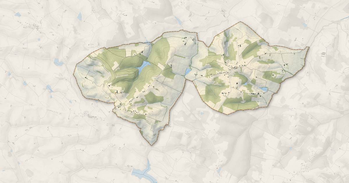 Portrait cartographique de Cabanac-Séguenville : relief, eau, forêts, bâti et voies, calculés à partir des données de l'IGN