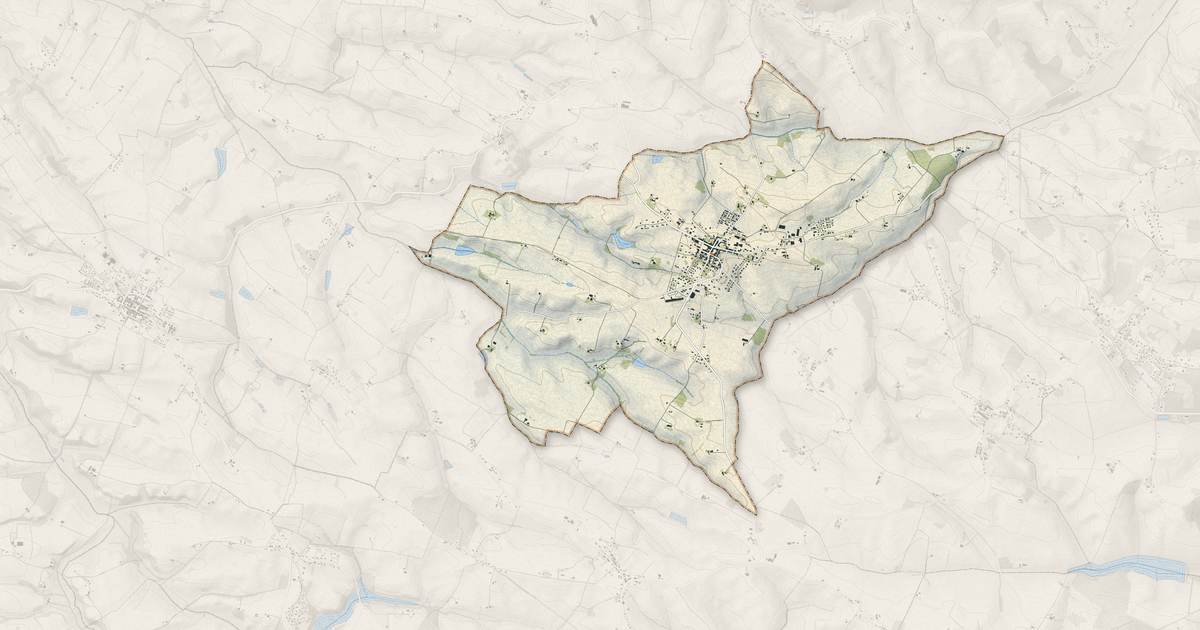 Portrait cartographique de Cadours : relief, eau, forêts, bâti et voies, calculés à partir des données de l'IGN
