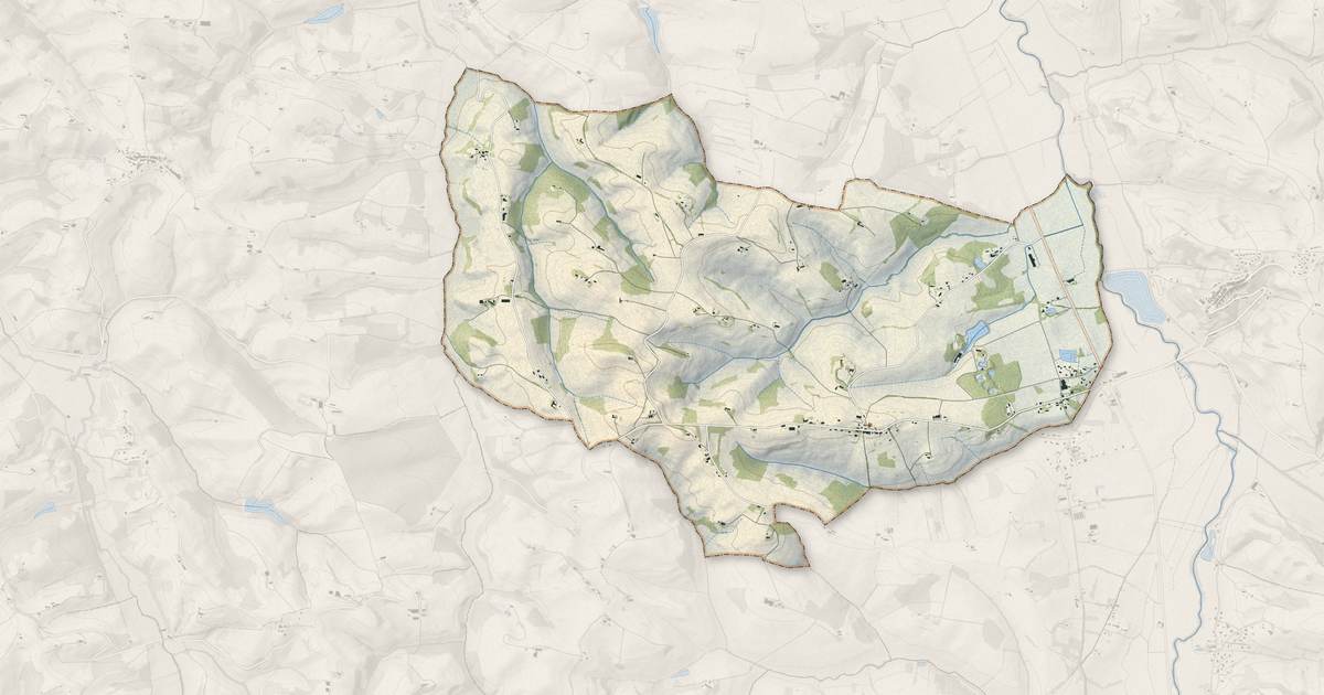 Portrait cartographique de Castagnac : relief, eau, forêts, bâti et voies, calculés à partir des données de l'IGN