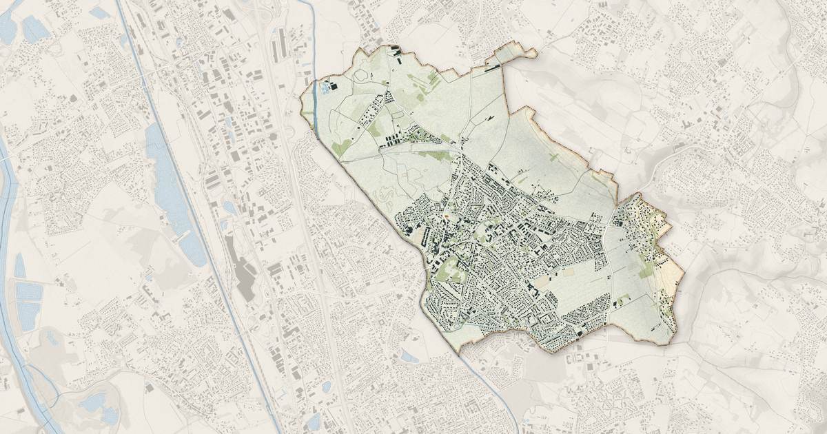 Portrait cartographique de Castelginest : relief, eau, forêts, bâti et voies, calculés à partir des données de l'IGN