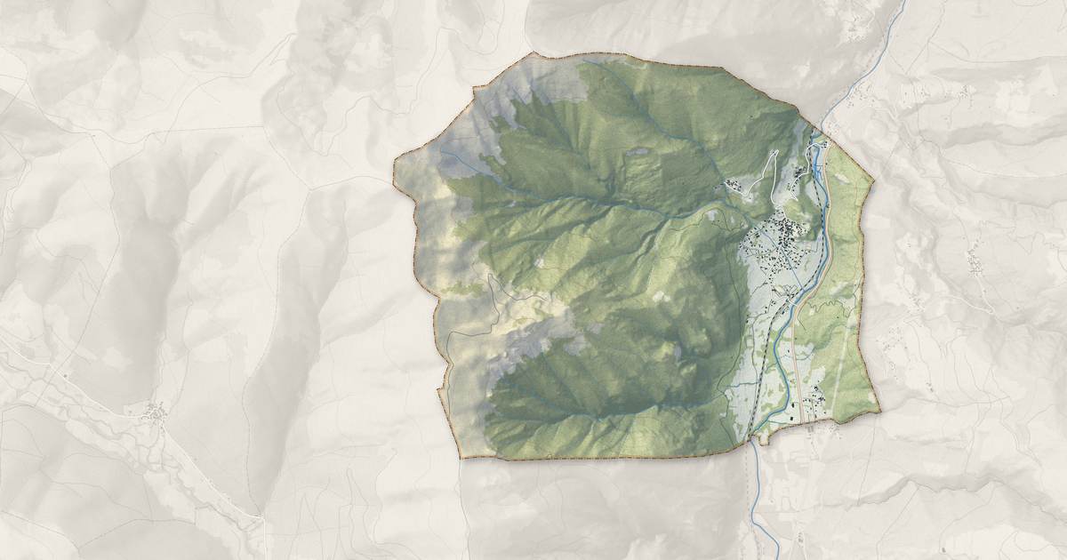 Portrait cartographique de Cier-de-Luchon : relief, eau, forêts, bâti et voies, calculés à partir des données de l'IGN