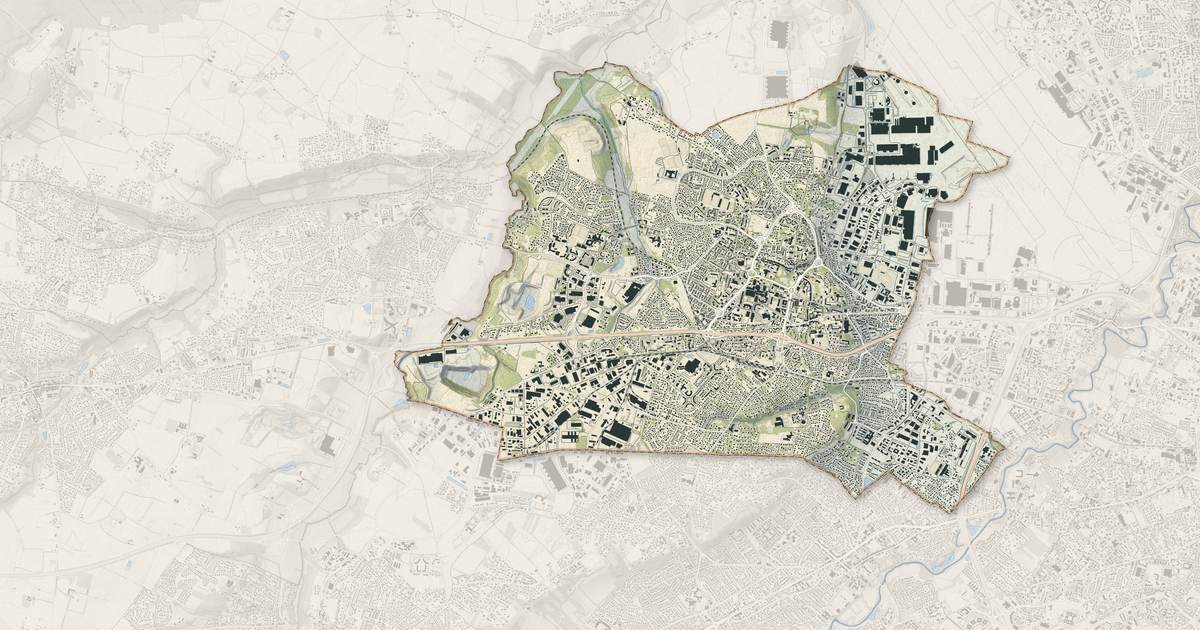 Portrait cartographique de Colomiers : relief, eau, forêts, bâti et voies, calculés à partir des données de l'IGN