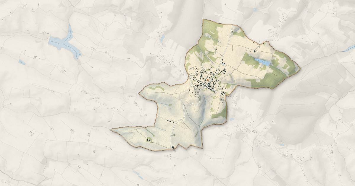 Portrait cartographique de Cox : relief, eau, forêts, bâti et voies, calculés à partir des données de l'IGN