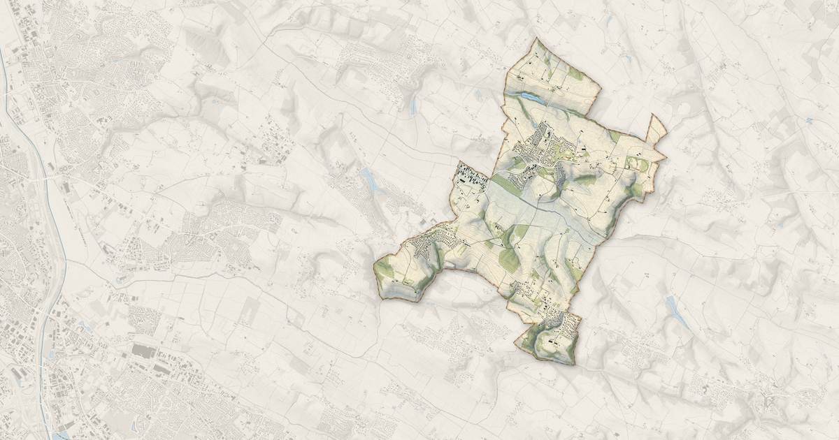 Portrait cartographique de Drémil-Lafage : relief, eau, forêts, bâti et voies, calculés à partir des données de l'IGN