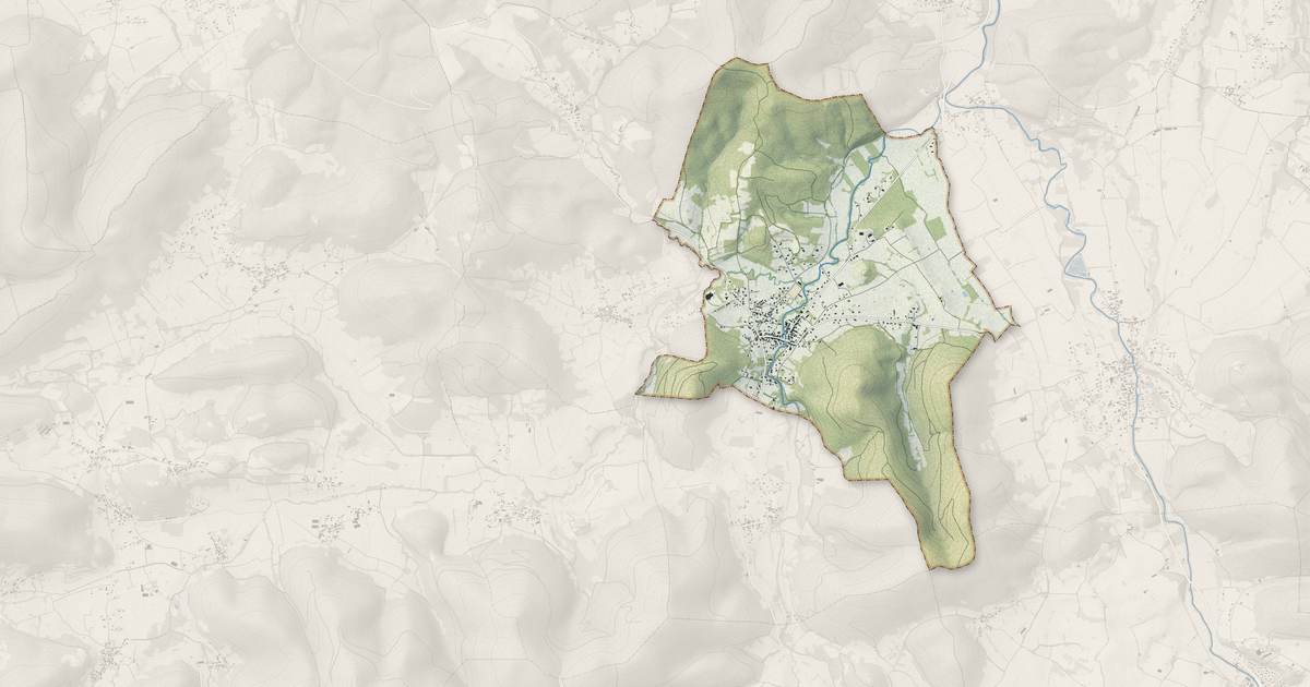 Portrait cartographique de Encausse-les-Thermes : relief, eau, forêts, bâti et voies, calculés à partir des données de l'IGN