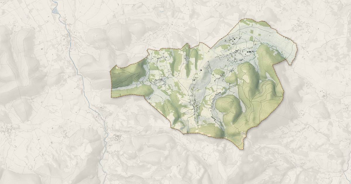 Portrait cartographique de Estadens : relief, eau, forêts, bâti et voies, calculés à partir des données de l'IGN