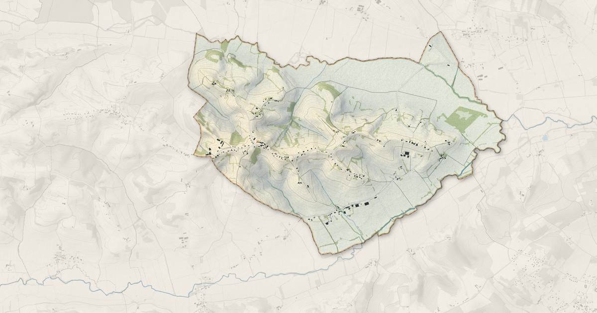 Portrait cartographique de Francon : relief, eau, forêts, bâti et voies, calculés à partir des données de l'IGN