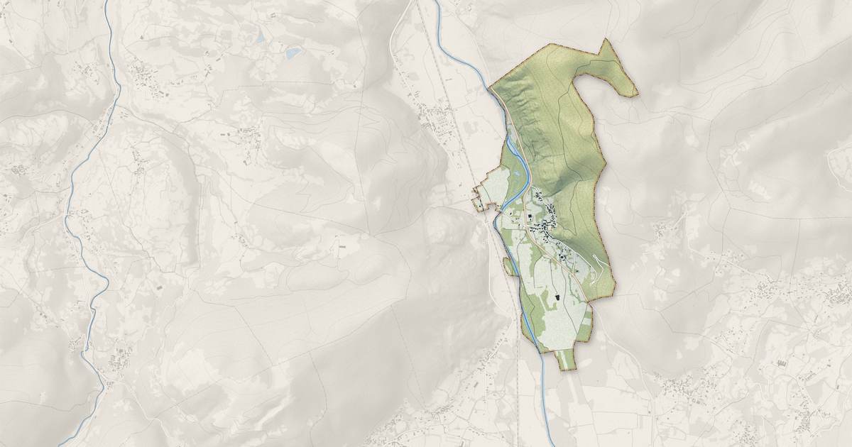 Portrait cartographique de Galié : relief, eau, forêts, bâti et voies, calculés à partir des données de l'IGN