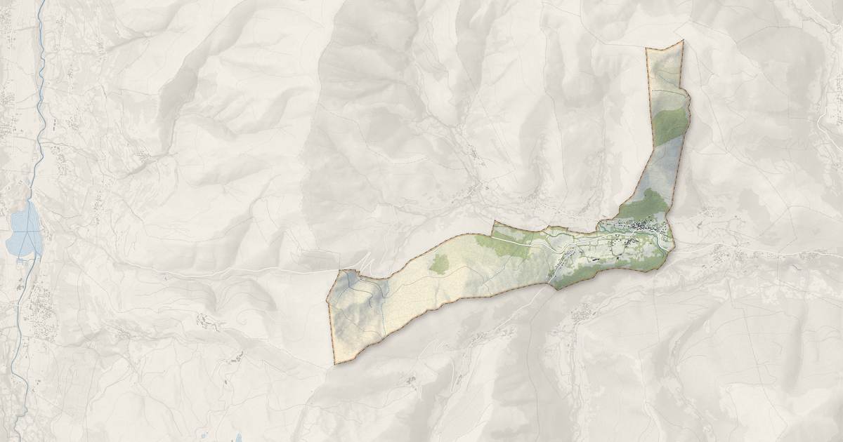 Portrait cartographique de Garin : relief, eau, forêts, bâti et voies, calculés à partir des données de l'IGN