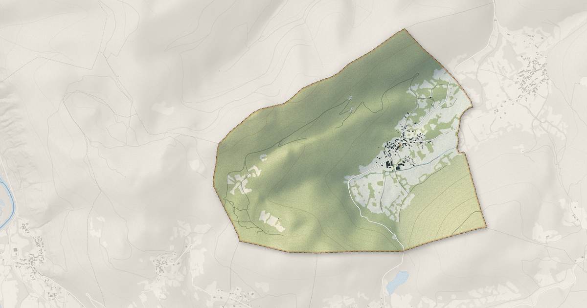 Portrait cartographique de Génos : relief, eau, forêts, bâti et voies, calculés à partir des données de l'IGN