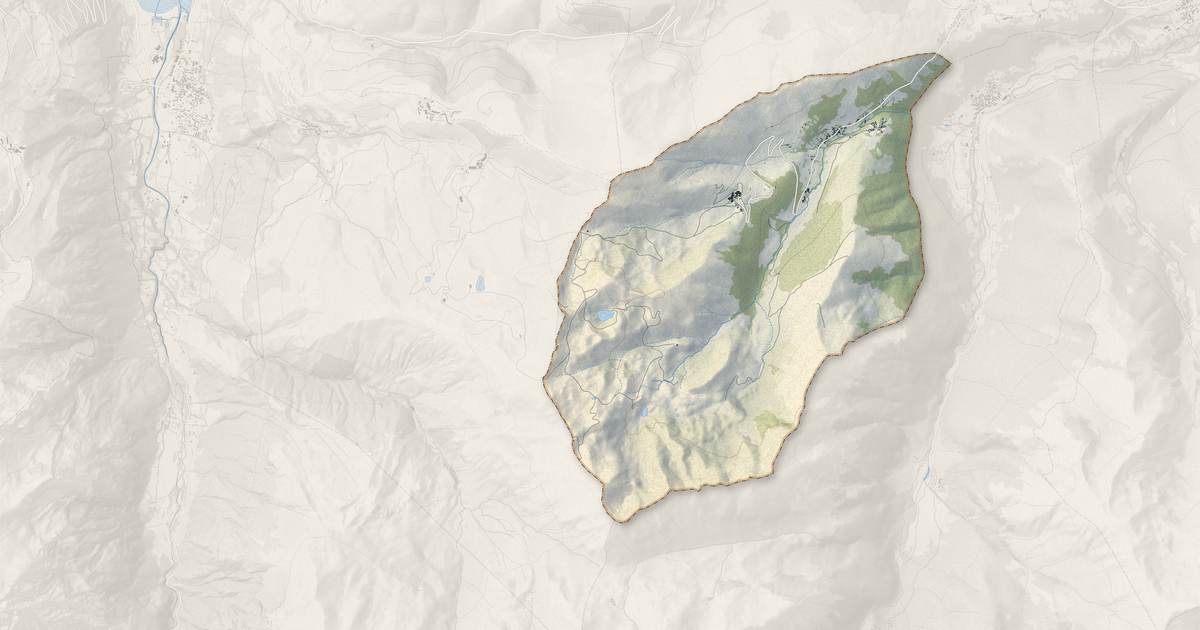 Portrait cartographique de Gouaux-de-Larboust : relief, eau, forêts, bâti et voies, calculés à partir des données de l'IGN