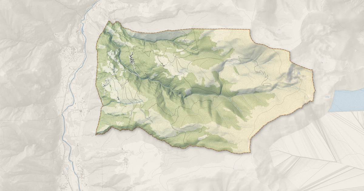 Portrait cartographique de Gouaux-de-Luchon : relief, eau, forêts, bâti et voies, calculés à partir des données de l'IGN