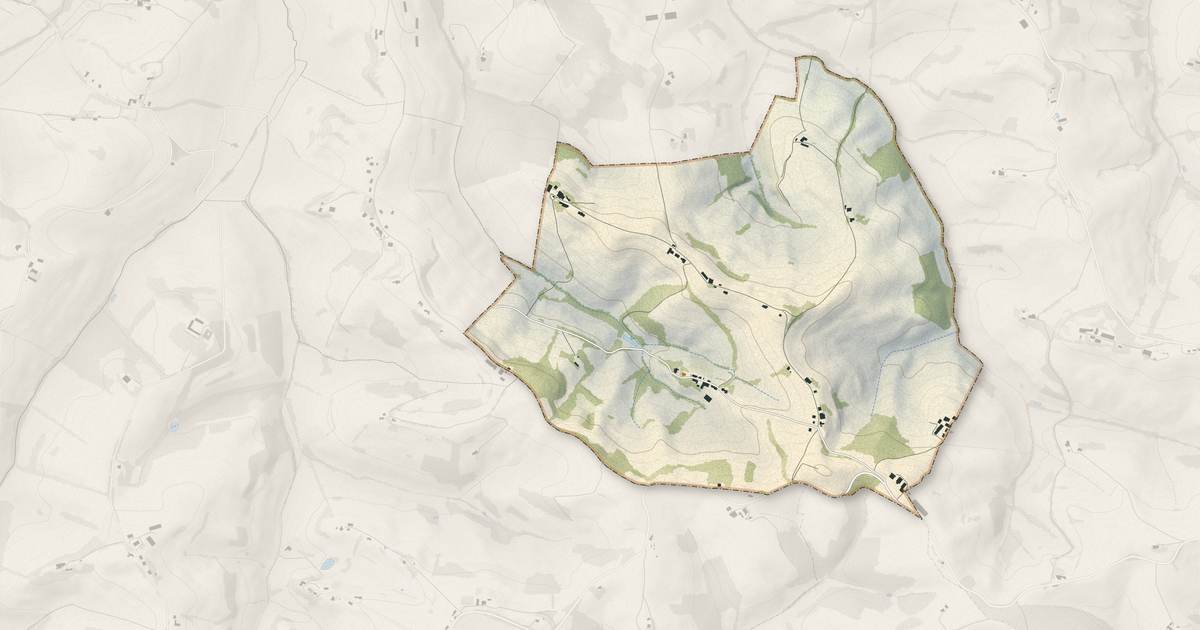 Portrait cartographique de Goudex : relief, eau, forêts, bâti et voies, calculés à partir des données de l'IGN