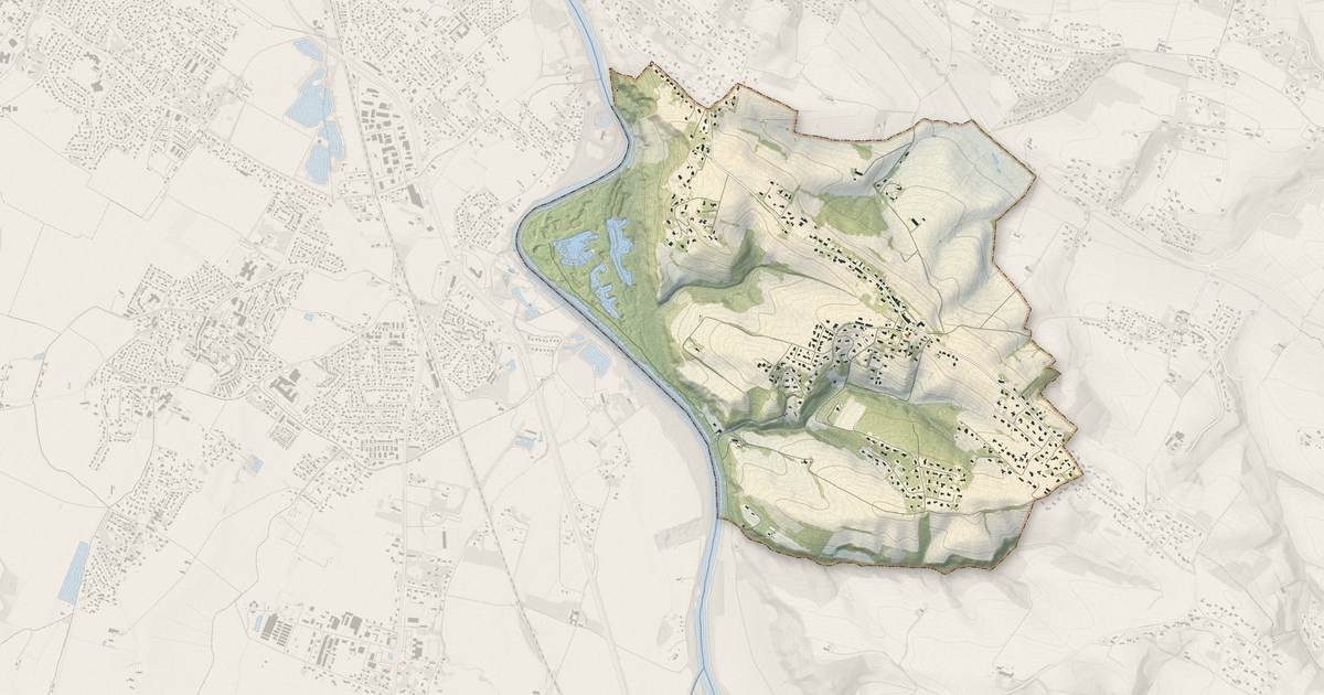 Portrait cartographique de Goyrans : relief, eau, forêts, bâti et voies, calculés à partir des données de l'IGN