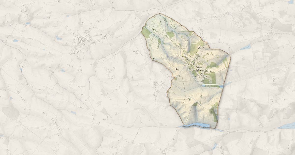 Portrait cartographique de Le Grès : relief, eau, forêts, bâti et voies, calculés à partir des données de l'IGN