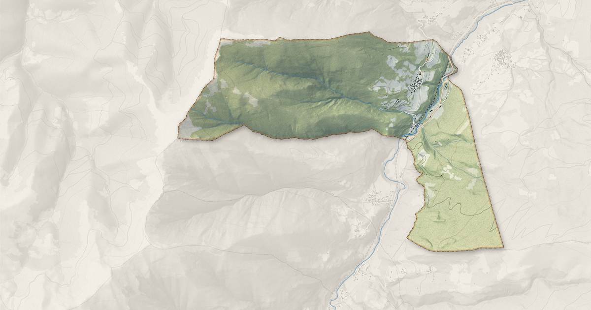 Portrait cartographique de Guran : relief, eau, forêts, bâti et voies, calculés à partir des données de l'IGN