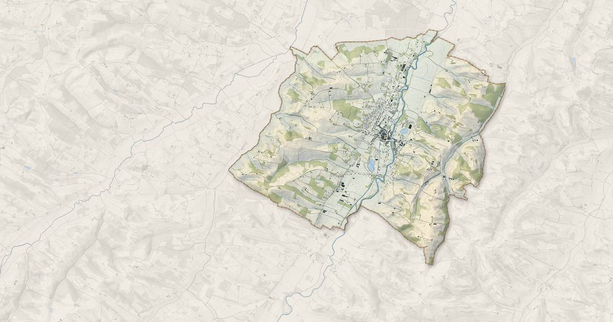 Portrait cartographique de L'Isle-en-Dodon : relief, eau, forêts, bâti et voies, calculés à partir des données de l'IGN