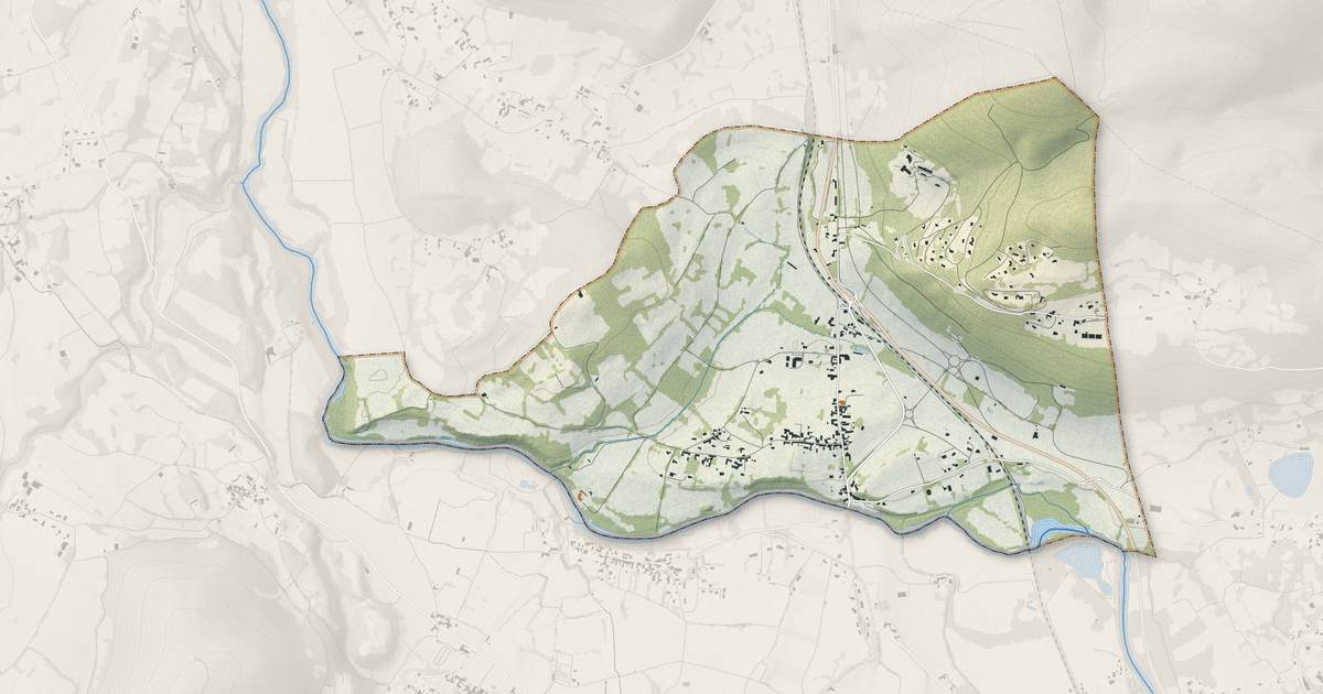Portrait cartographique de Labroquère : relief, eau, forêts, bâti et voies, calculés à partir des données de l'IGN