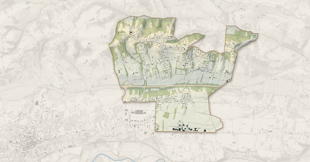 Portrait cartographique de Landorthe : relief, eau, forêts, bâti et voies, calculés à partir des données de l'IGN