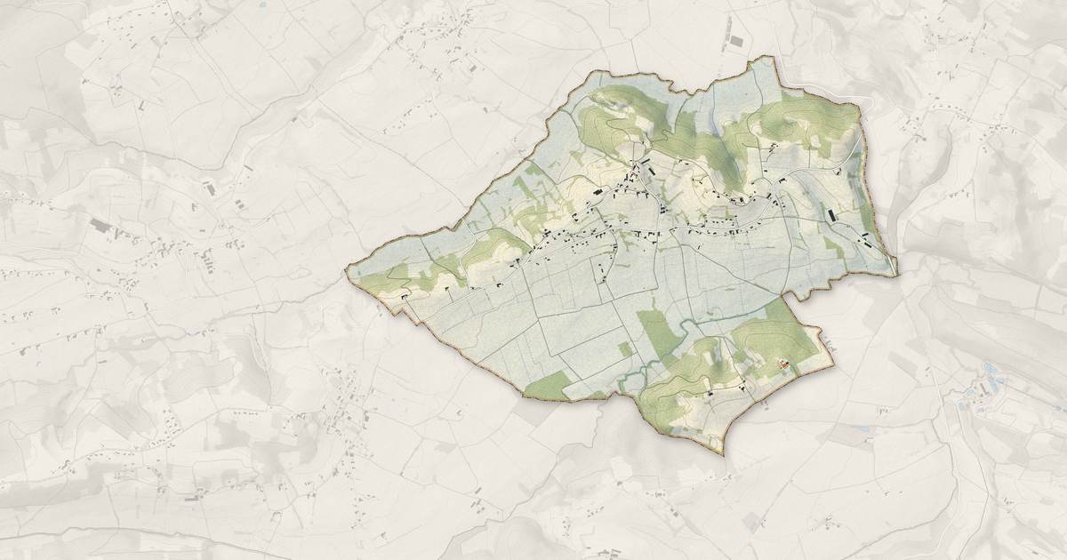 Portrait cartographique de Larcan : relief, eau, forêts, bâti et voies, calculés à partir des données de l'IGN