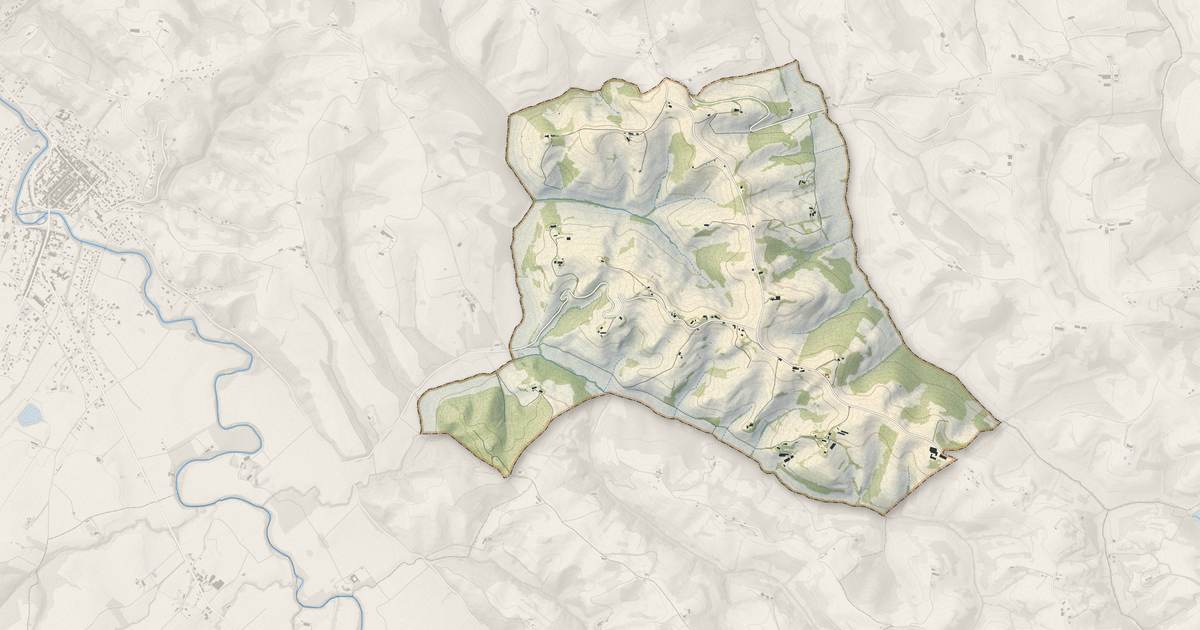 Portrait cartographique de Latour : relief, eau, forêts, bâti et voies, calculés à partir des données de l'IGN