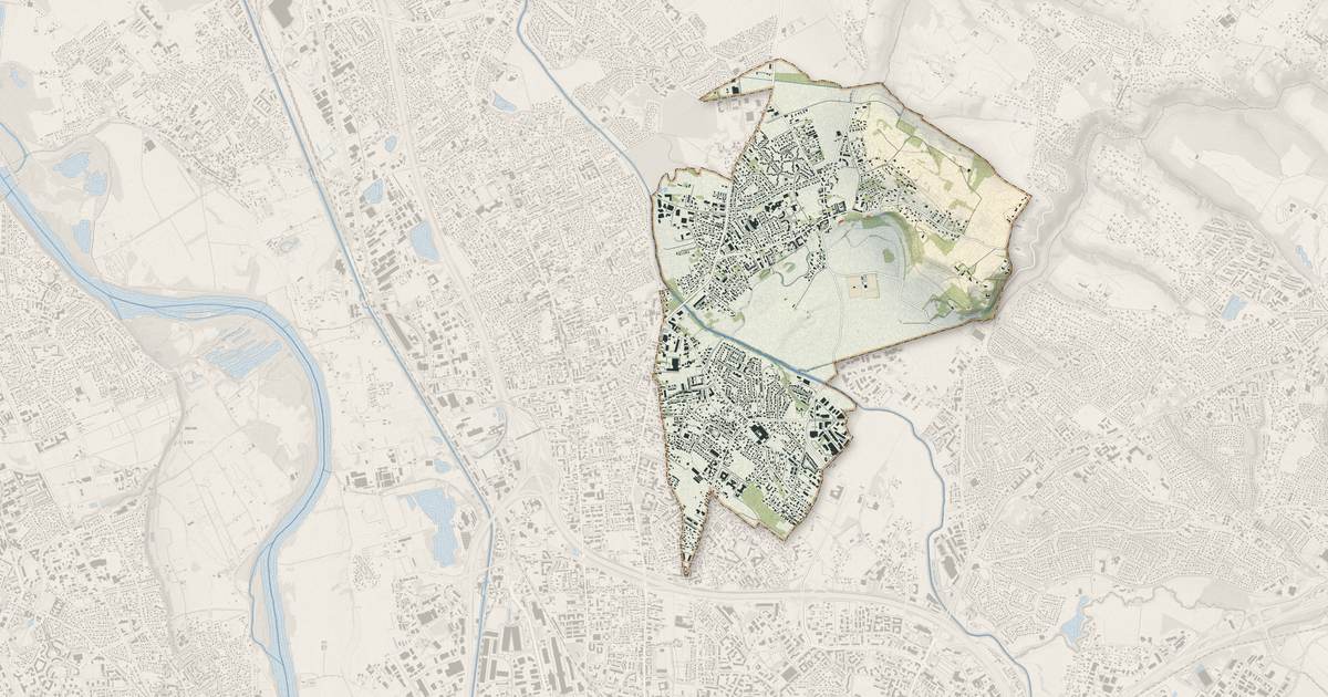 Portrait cartographique de Launaguet : relief, eau, forêts, bâti et voies, calculés à partir des données de l'IGN