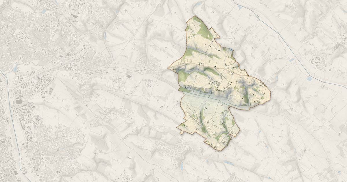 Portrait cartographique de Lavalette : relief, eau, forêts, bâti et voies, calculés à partir des données de l'IGN
