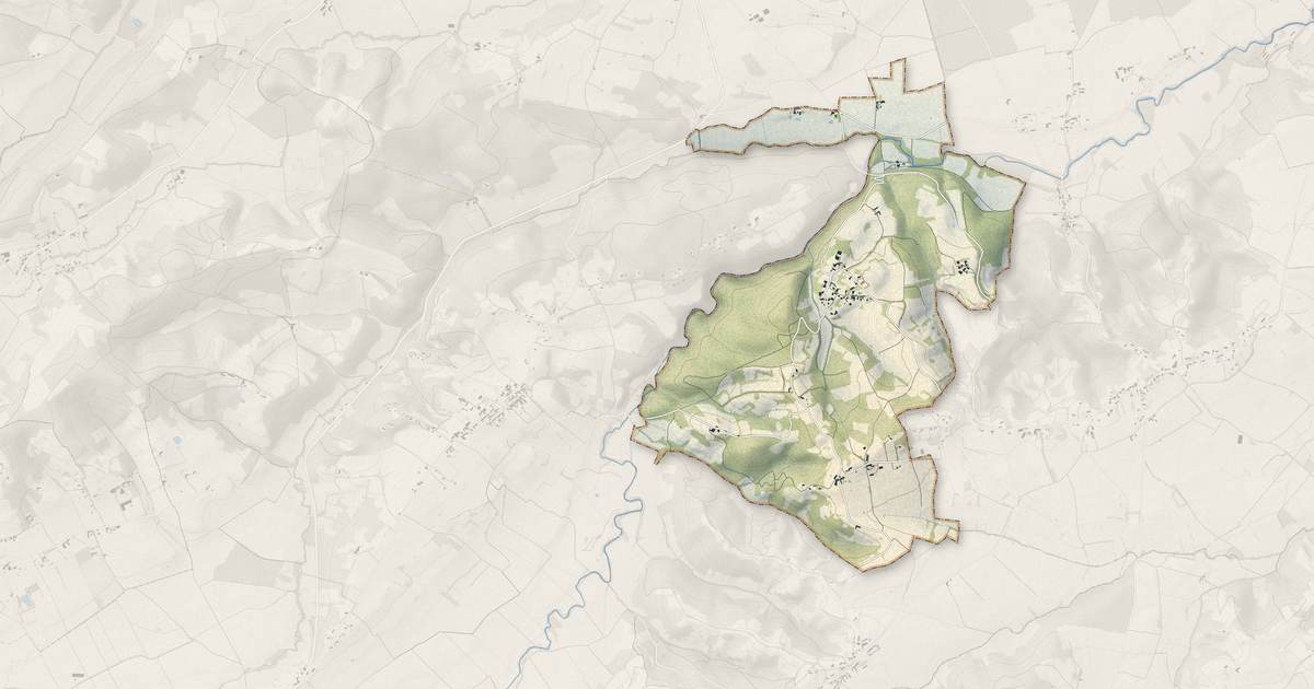 Portrait cartographique de Lespugue : relief, eau, forêts, bâti et voies, calculés à partir des données de l'IGN