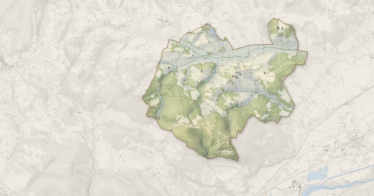 Portrait cartographique de Marignac-Laspeyres : relief, eau, forêts, bâti et voies, calculés à partir des données de l'IGN