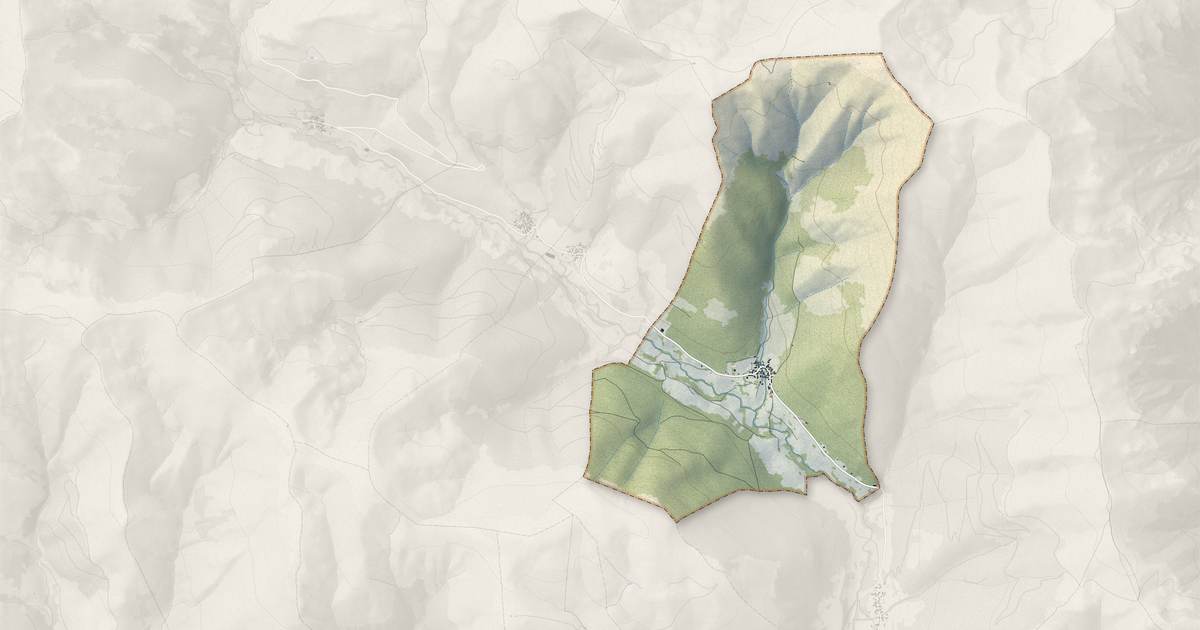 Portrait cartographique de Mayrègne : relief, eau, forêts, bâti et voies, calculés à partir des données de l'IGN