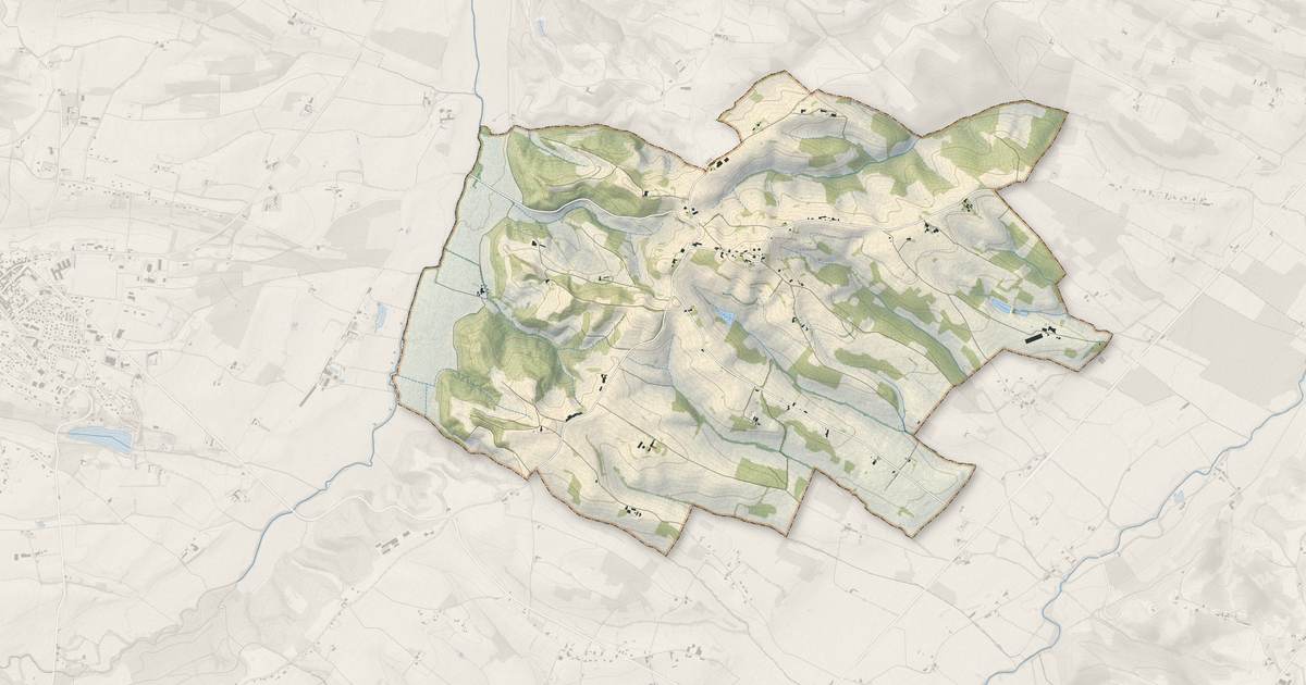 Portrait cartographique de Mondilhan : relief, eau, forêts, bâti et voies, calculés à partir des données de l'IGN