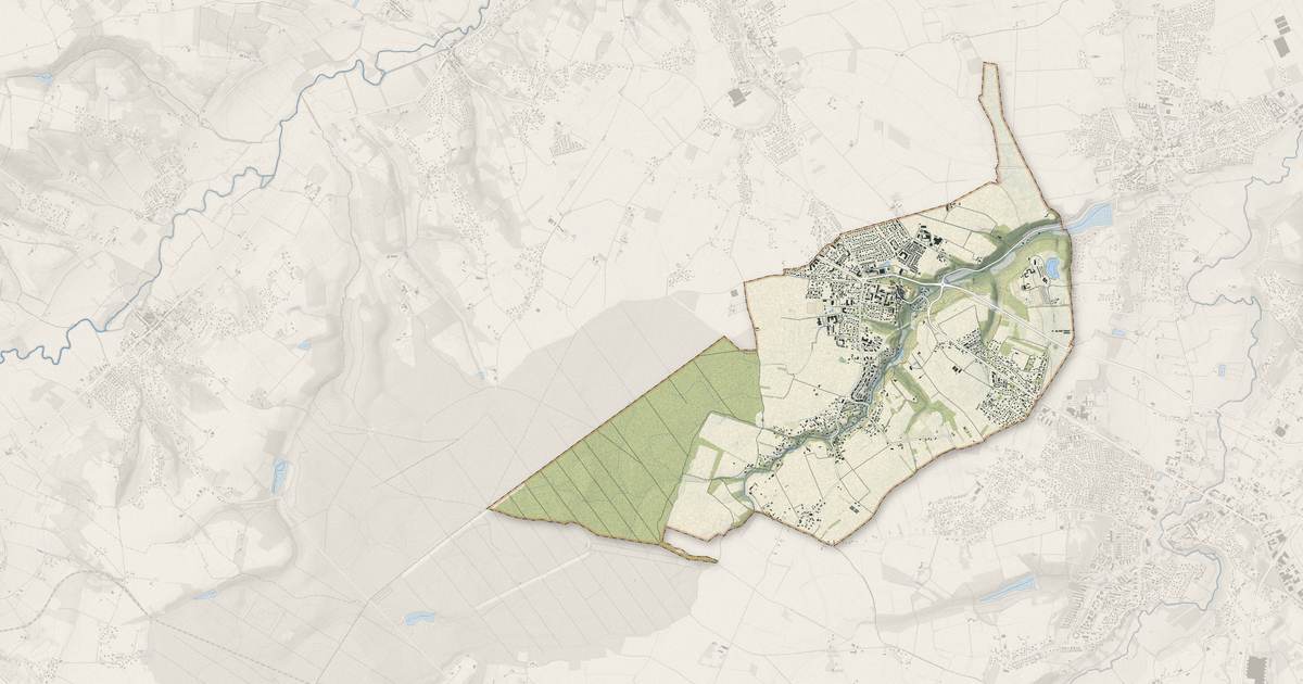 Portrait cartographique de Mondonville : relief, eau, forêts, bâti et voies, calculés à partir des données de l'IGN