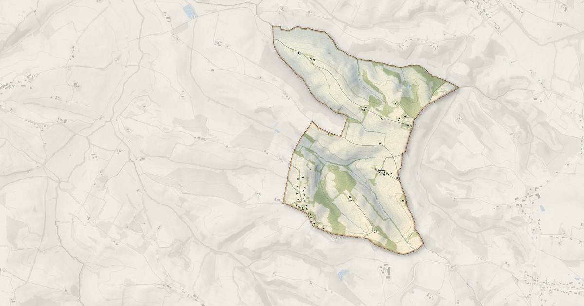 Portrait cartographique de Monès : relief, eau, forêts, bâti et voies, calculés à partir des données de l'IGN