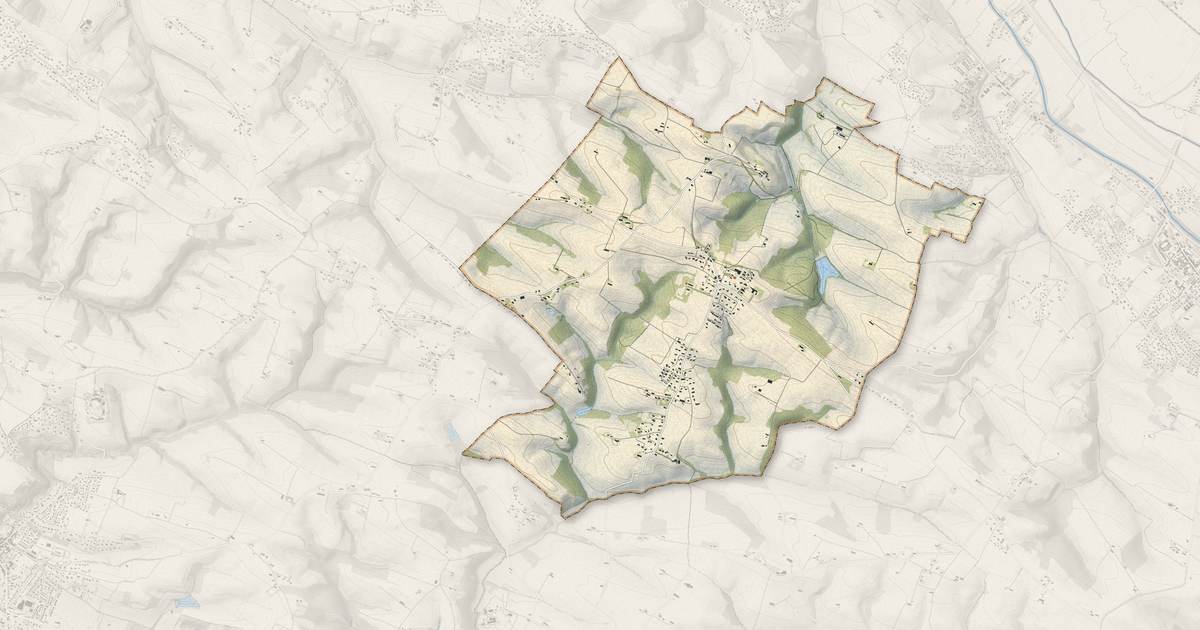 Portrait cartographique de Montbrun-Lauragais : relief, eau, forêts, bâti et voies, calculés à partir des données de l'IGN